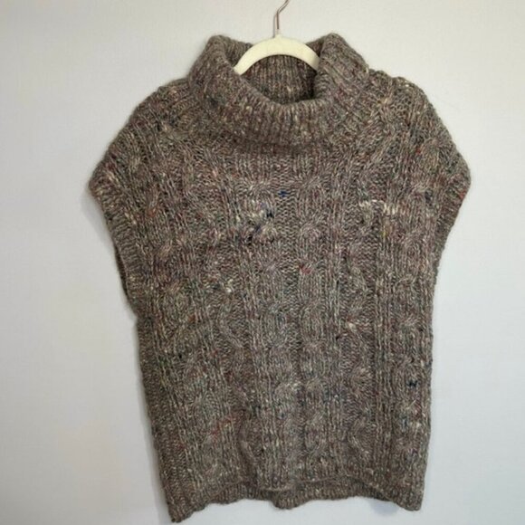 Cassidy Brown Sleeveless Wool Blend Turtleneck Sweater Women’s Size Large - Picture 1 of 4